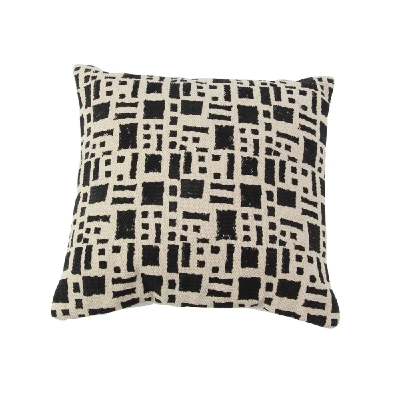 Deal Mania Traditional 17 x 17 Inch Square Black and White Kilim Cushion Cover