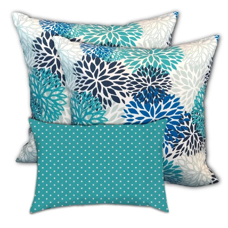 Limited Time Turquoise Waters Indoor/Outdoor, Zippered Pillow Cover, Set of 2 Large & 1 Lumbar, Blue, Seafoam, Aqua Limited Time Turquoise Waters Indoor/Outdoor, Zippered Pillow Cover, Set of 2 Large & 1 Lumbar, Blue, Seafoam, Aqua