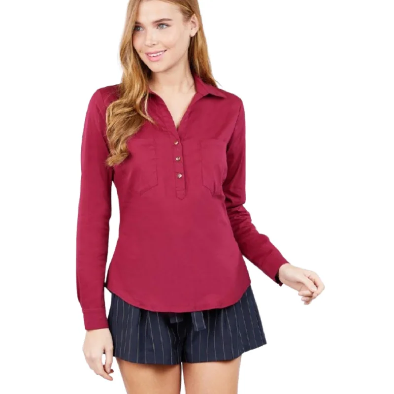 Price Blitz 3/4 Roll Up Sleeve Front Two Pocket W/button Detail Stretch Shirt