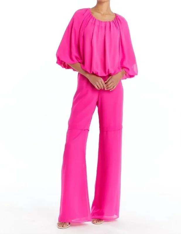 Instant Discount Abra Chiffon Top In Hot Pink