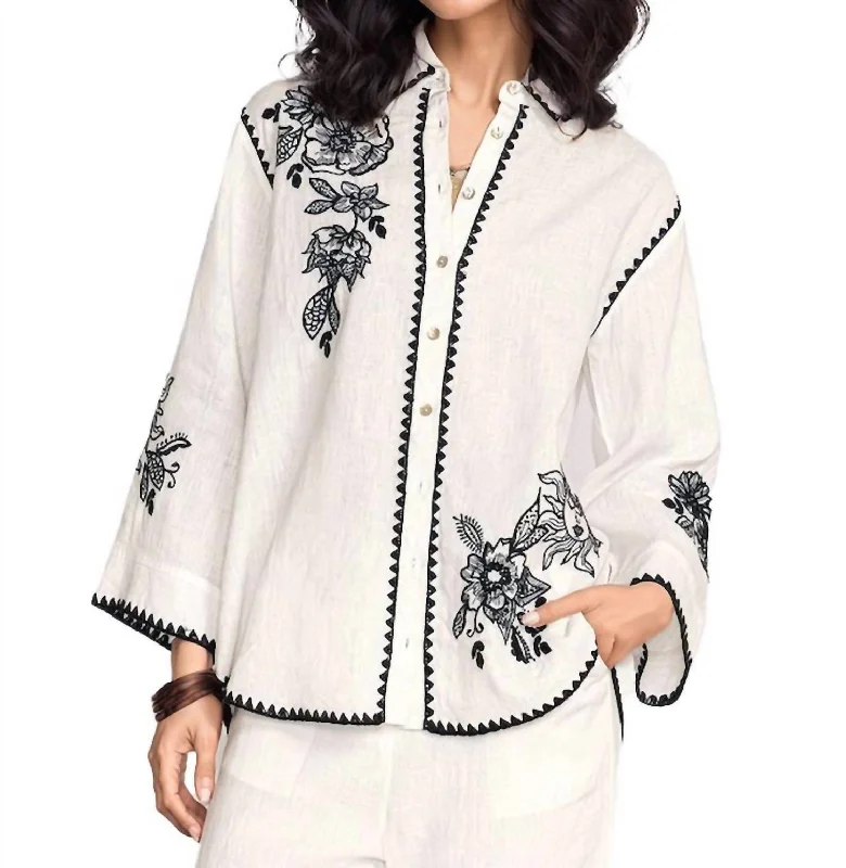 Buy Now Addison Kimona Sleeve Shirt In White/black