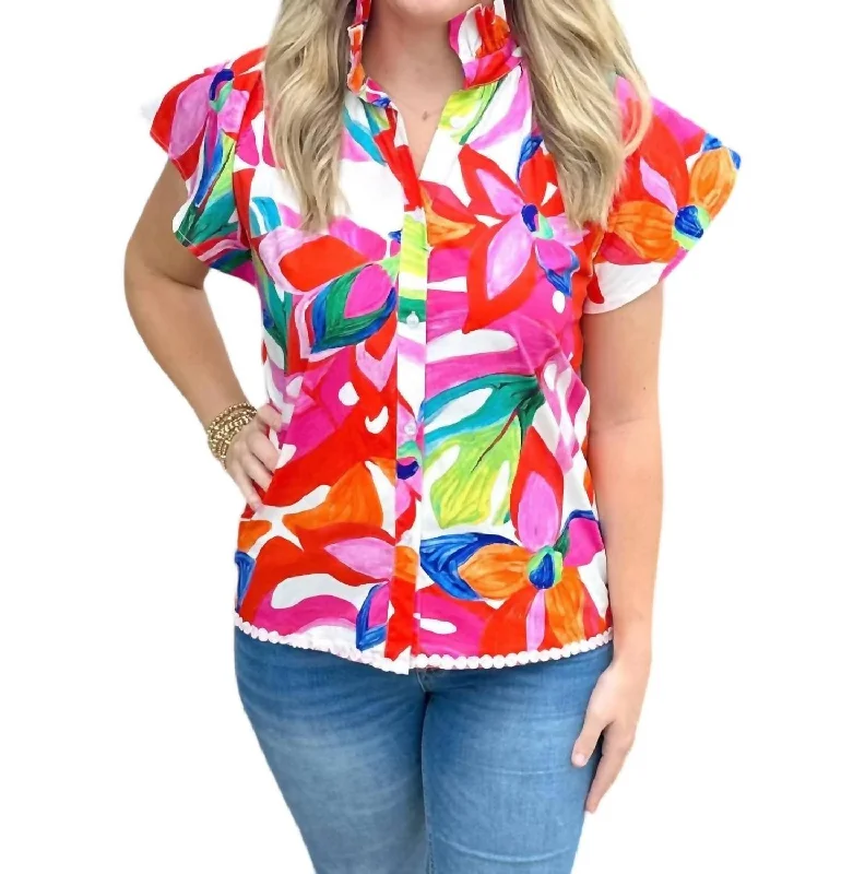 Act Fast Adelyn Blouse In Sangria Sunset