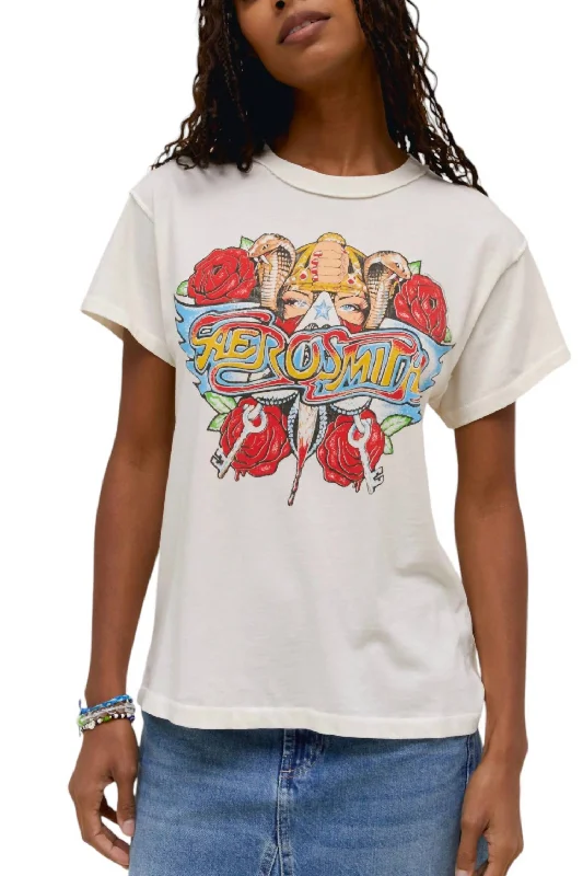 Mega Deal Aerosmith Permanent Vacation Reverse Tour Tee Top In Vintage White