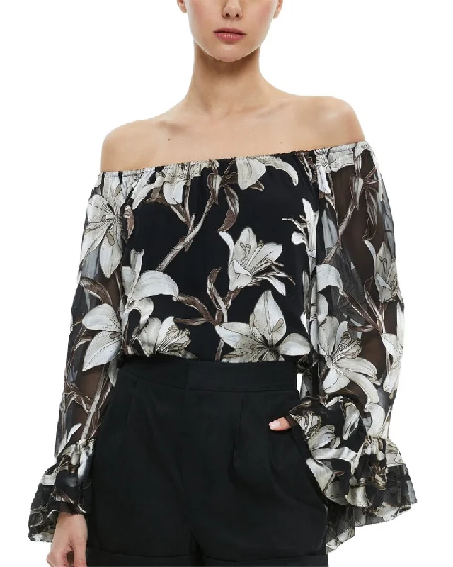 Discount Deals alice + olivia Ardelia Off Shoulder Silk-Blend Top