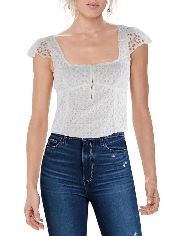 Limited Quantity Alma Womens Cotton Eyelet Cropped