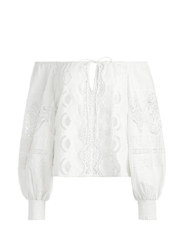 Season Finale Sale Alta Embroidered Off The Shoulder Blouse In White