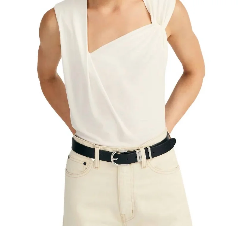 Major Savings Alya Sleeveless Draped Top In Blanc