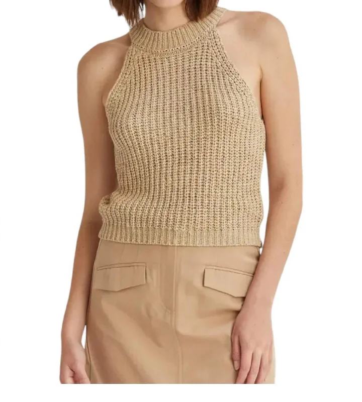 Special Discount Audrey Chunky Knit Halter Top In Beige