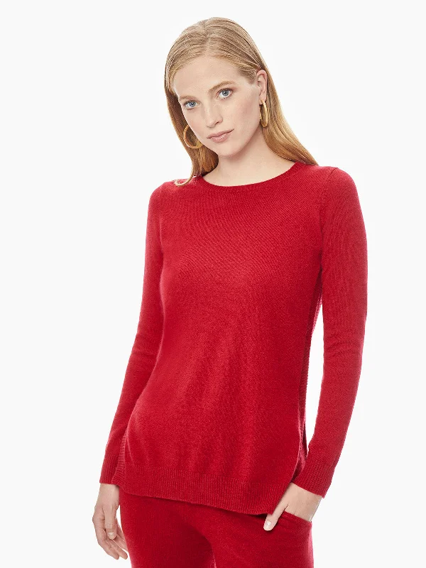 Big Discounts Bateau Neck Relaxed Cashmere Tunic, Red