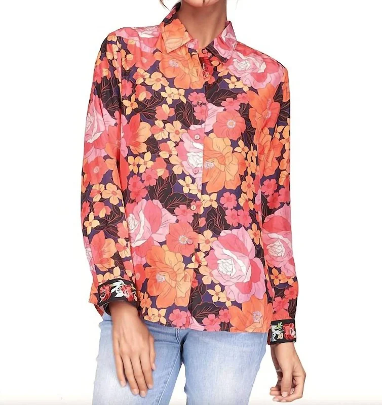 Deal Dash Becca Button Down Shirt In Black Multi