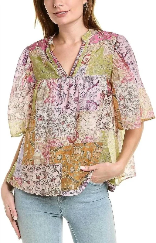 Super Bargain Bertha Top In Pink Multi