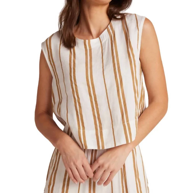 Crazy Deals Boxybutton Down Blouse In Redwood Stripe