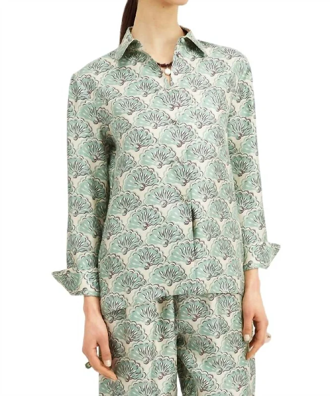Sneak Peek Sale Boy Shirt In Green Fans Print