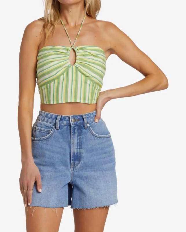 Don't Miss Bright Side Halter Top In Palm Green
