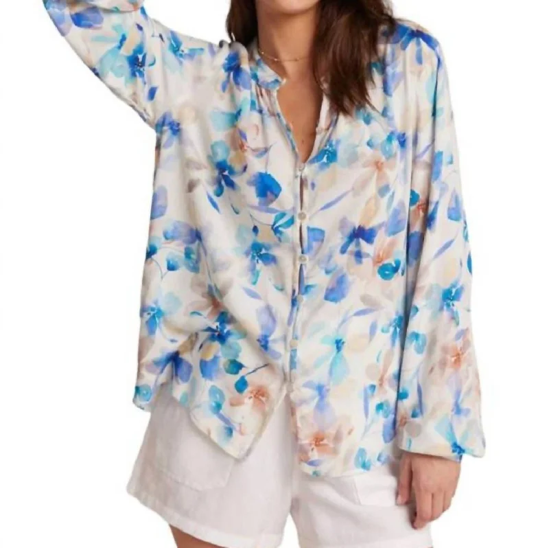 Best Bargains Button Loop Front Blouse In Malibu