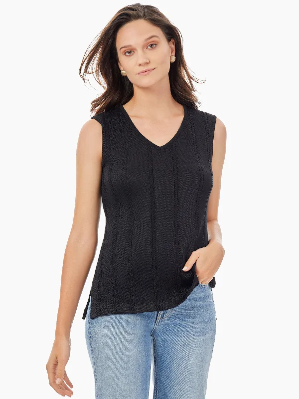 Sale Event Cable Stripe V-Neck Knit Tank