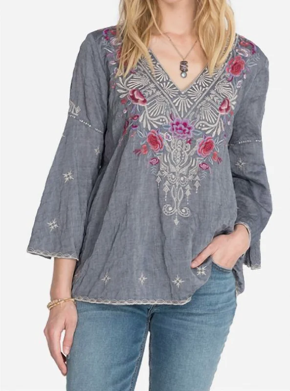 Today’s Deal Caelynn Swing Blouse In Denim Blue