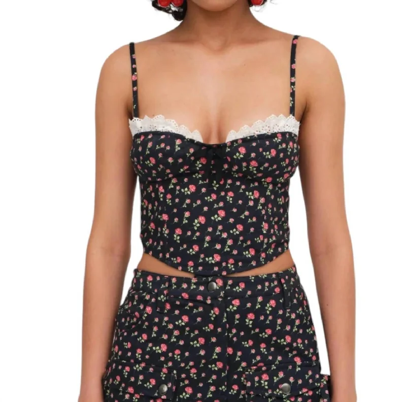 Flash Deals Camille Denim Corset Top In Black
