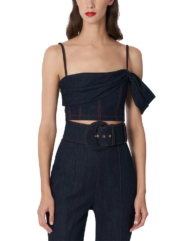 Extra Savings Carolina Herrera One-Shoulder Sash Corset Cropped Top