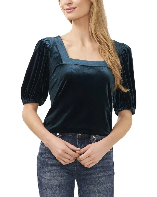 Savings Event Cece Square Neck Short Puff Sleeve Top