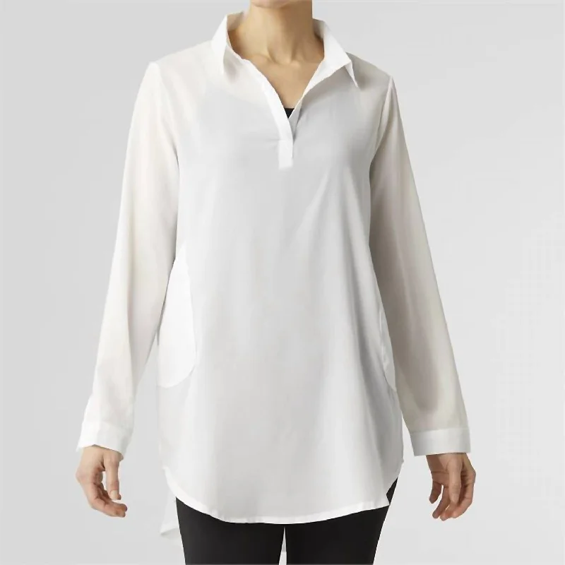 Low Prices Chiara Sheer Popover Tunic Top In White