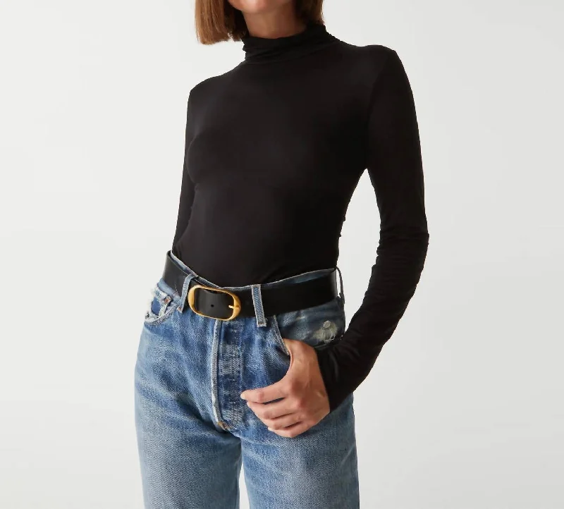 Fantastic Offers Clara Ruched Turtleneck Top In Black