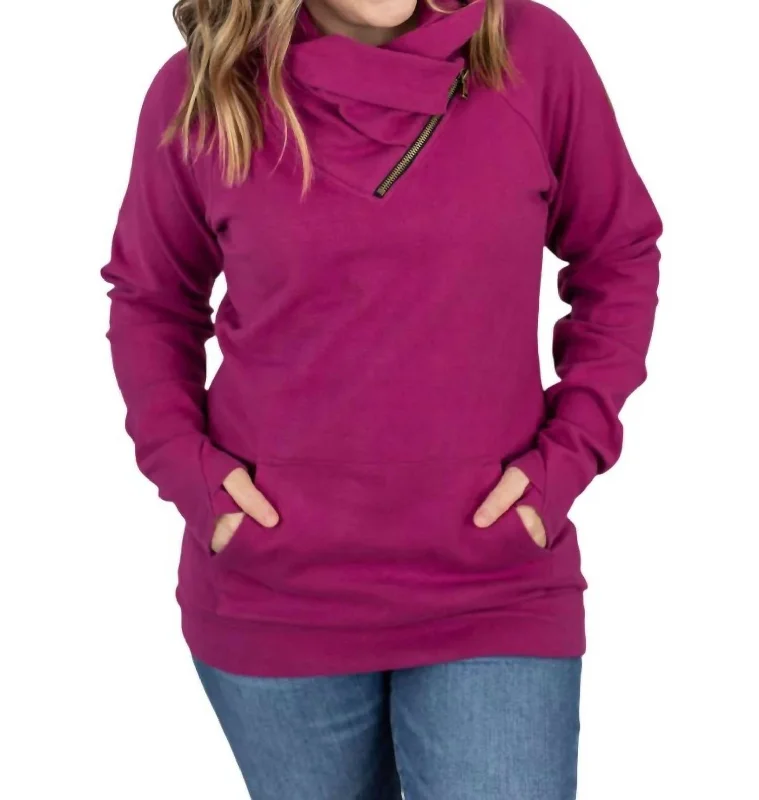 Members Only Classic Zoey Zipcowl Sweatshirt In Magenta