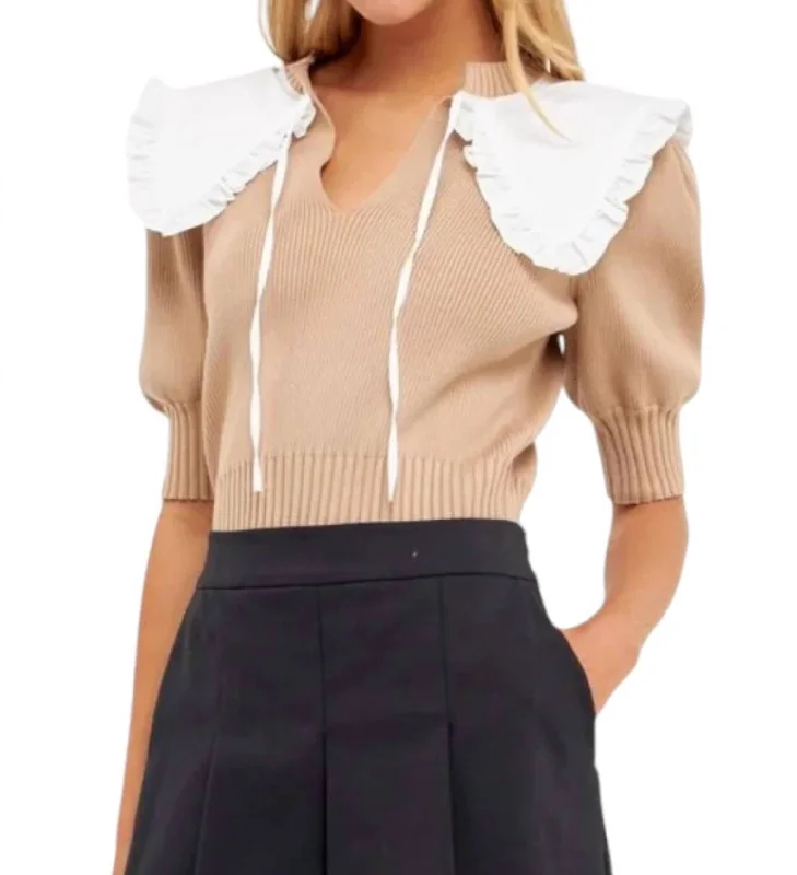 Exclusive Access Collared Knit Sweater In Camel