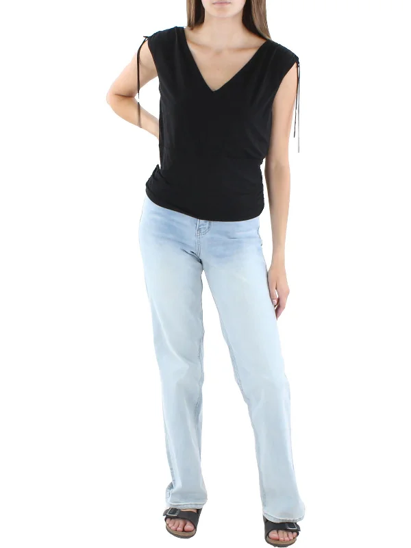 Don't Miss Comica Womens Ruched V-Neck Tank Top