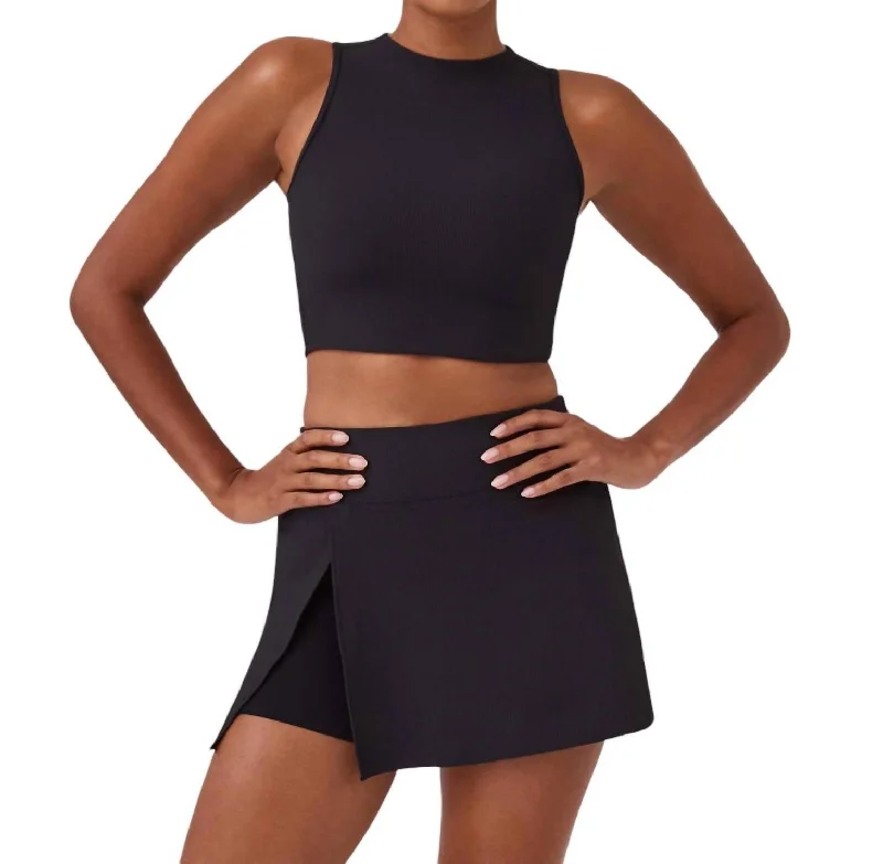 Savings Spectacular Contour Rib Mock Neck Crop Top In Very Black