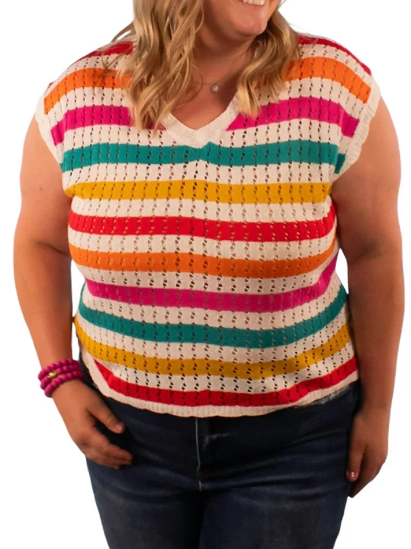 Best Seller Cora Knit Top With Lace Up Back Detail In Multicolor