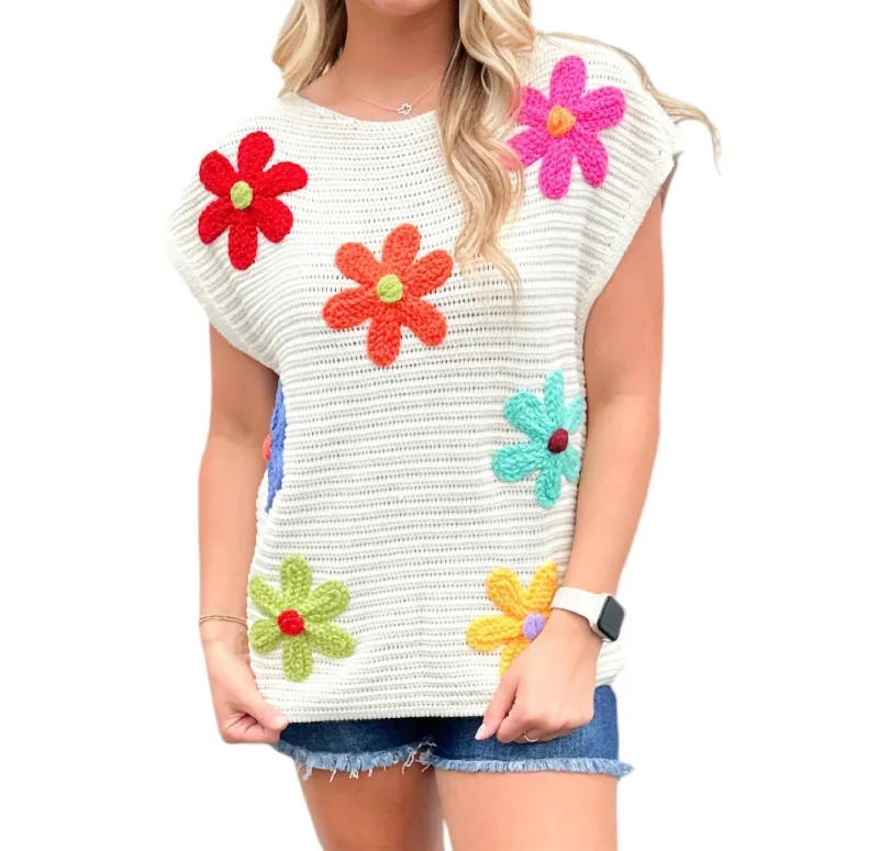 Price Rollback Crochet Flower Power Top In Ivory