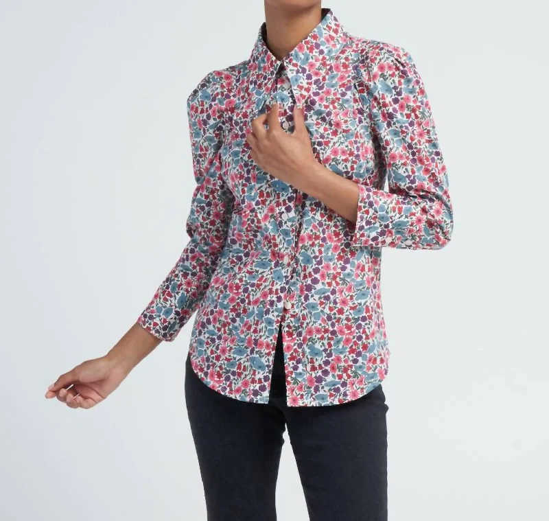 Limited Time Discount Crop Sleeve Box Pleat Shirt In Multi Floral