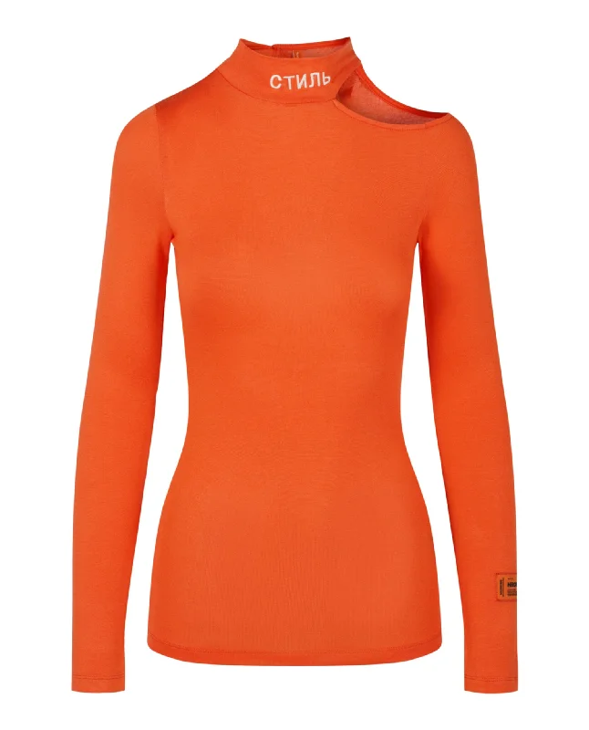 Blowout Sale Cut Shoulder Mock Neck Sweater