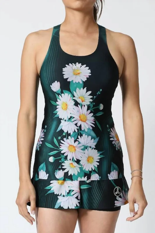 Don't Wait Daisy Tennis Tank Top In Green