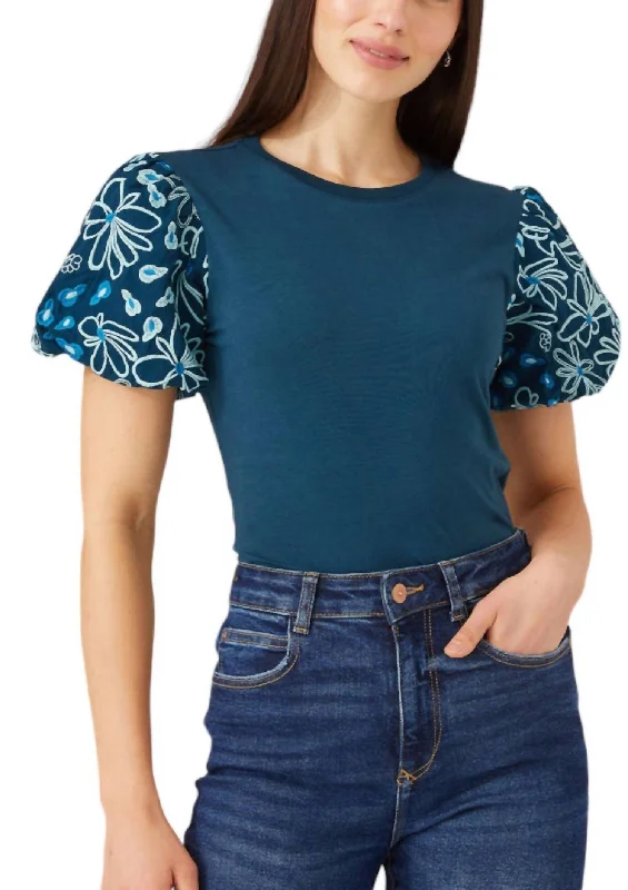 New Markdowns Dani Tee Top In Teal Daisy