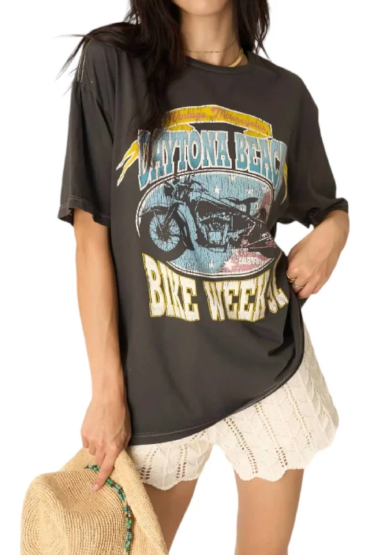 Inventory Reduction Daytona Bike Week Relaxed Tee In Vintage Black