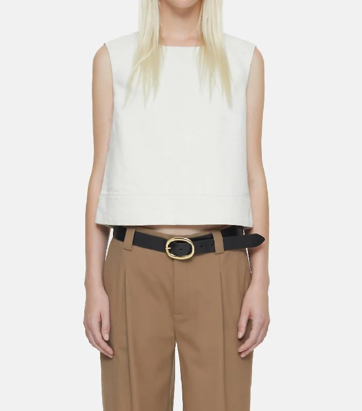 Online Exclusive Denim Crop Top In Creme