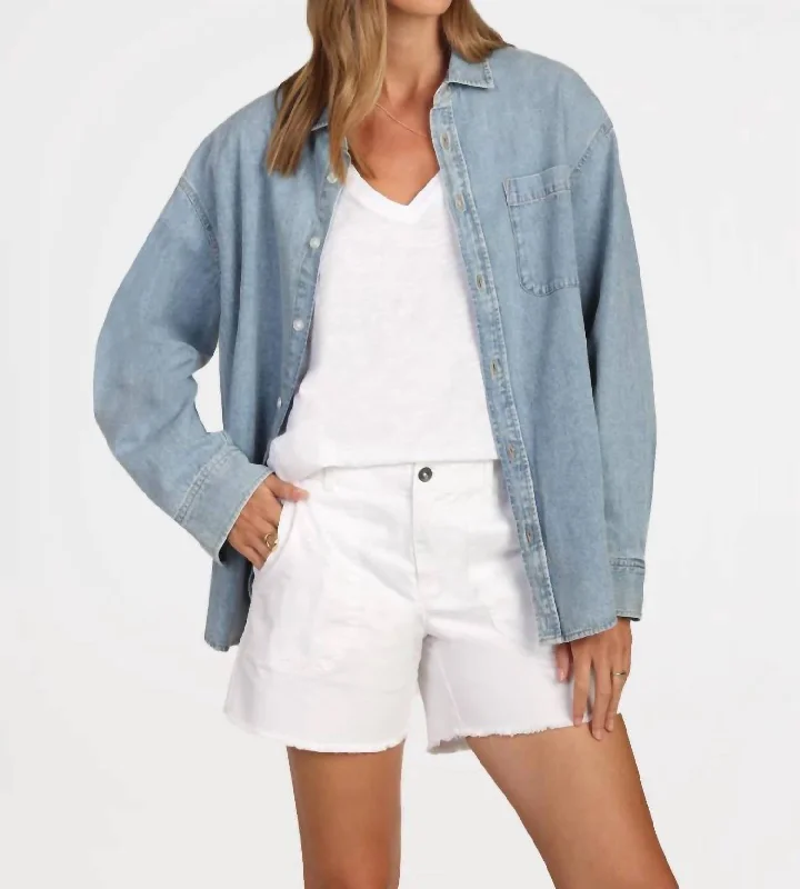 Overstock Denim Pocket Shirt In Blue