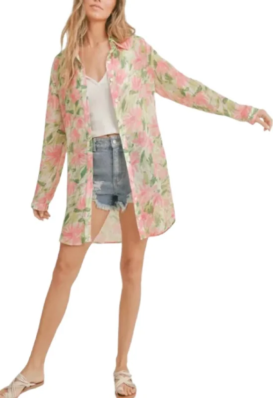 Unbeatable Prices Desert Tropics Button Down Shirt In Pink Multi