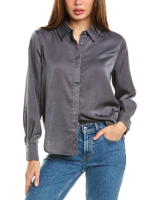 YEAR-End Sale Design History Satin Button-Down Shirt