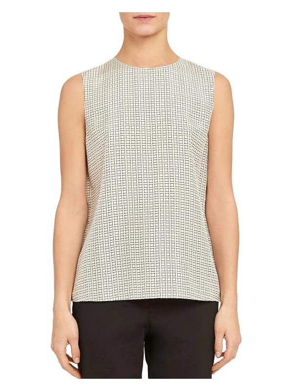 Final Sale Diamond Habotai Womens Silk Printed Shell