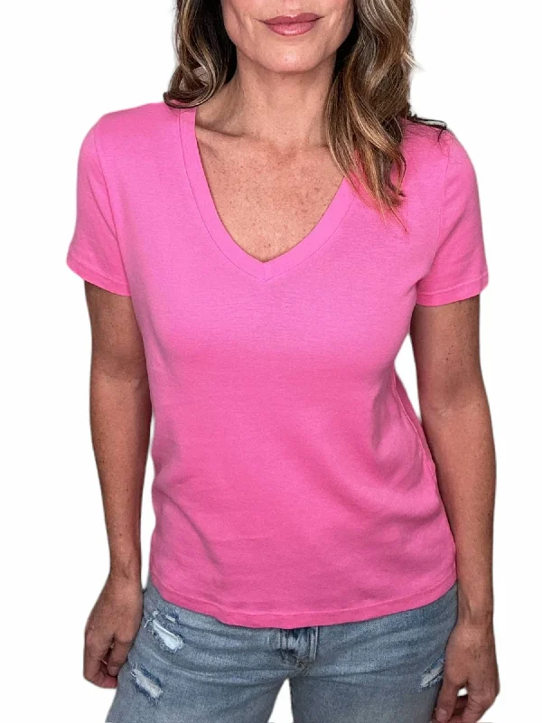 Crazy Deals Dylan Supima Classic V Tee Top In Flamingo