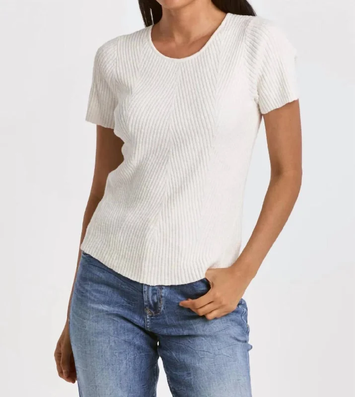 Final Sale Elandra Crew Neck Short Sleeve Top In Ivory