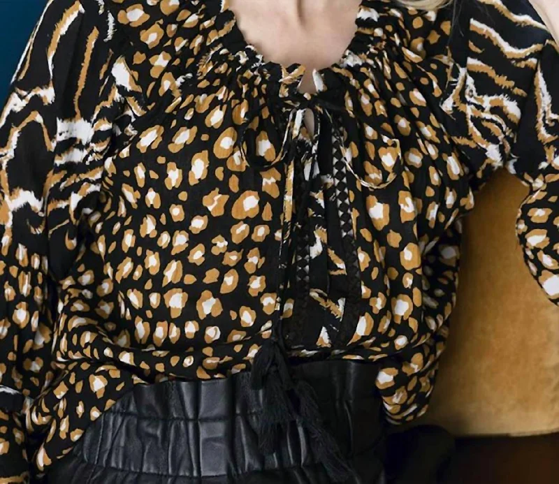 Huge Discounts Elisa Print Blouse In Black Multi