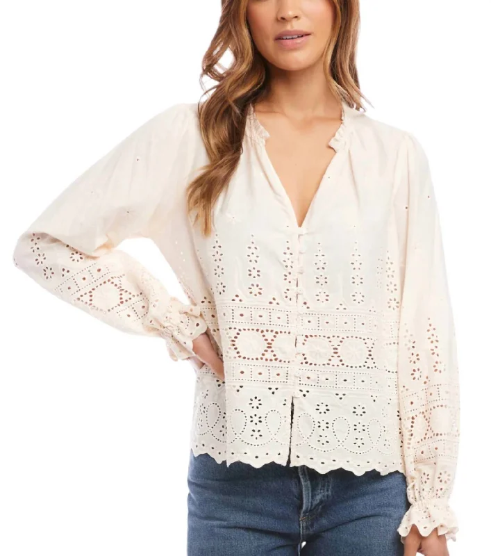 Early Access Eyelet Top In Natural
