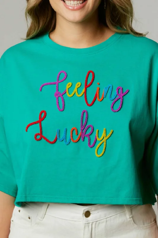 Lowest Price Feeling Lucky Top In Turquoise