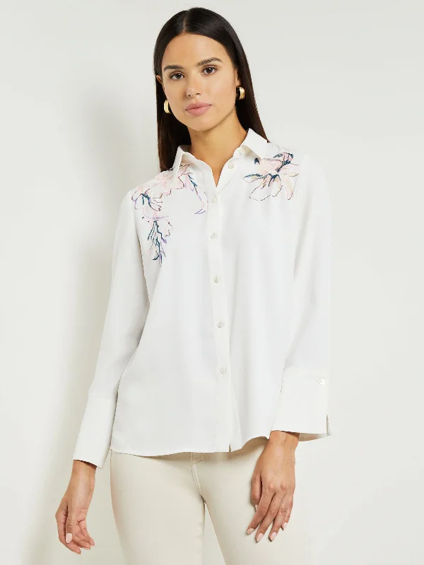 Unmissable Offer Fleur Emboldened Crepe de Chine Blouse