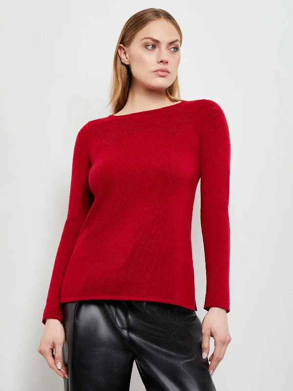 Special Price Floral Shimmer Cashmere Tunic, Classic Red