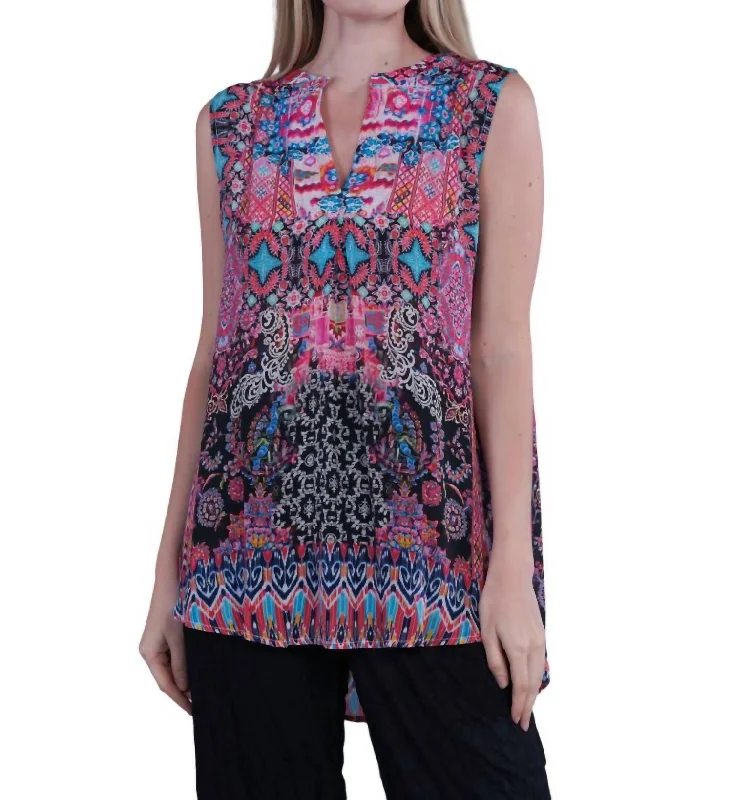 New Arrival Floral Split Neck Tank Blouse In Dalia